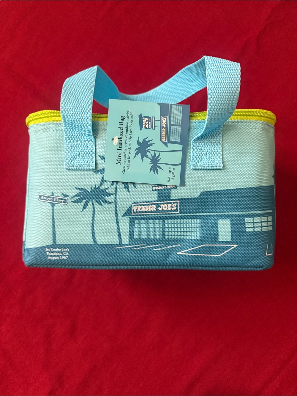 NWTs Trader Joe’s Light Blue/Apple Green  Mini Insulated Lunch Bag